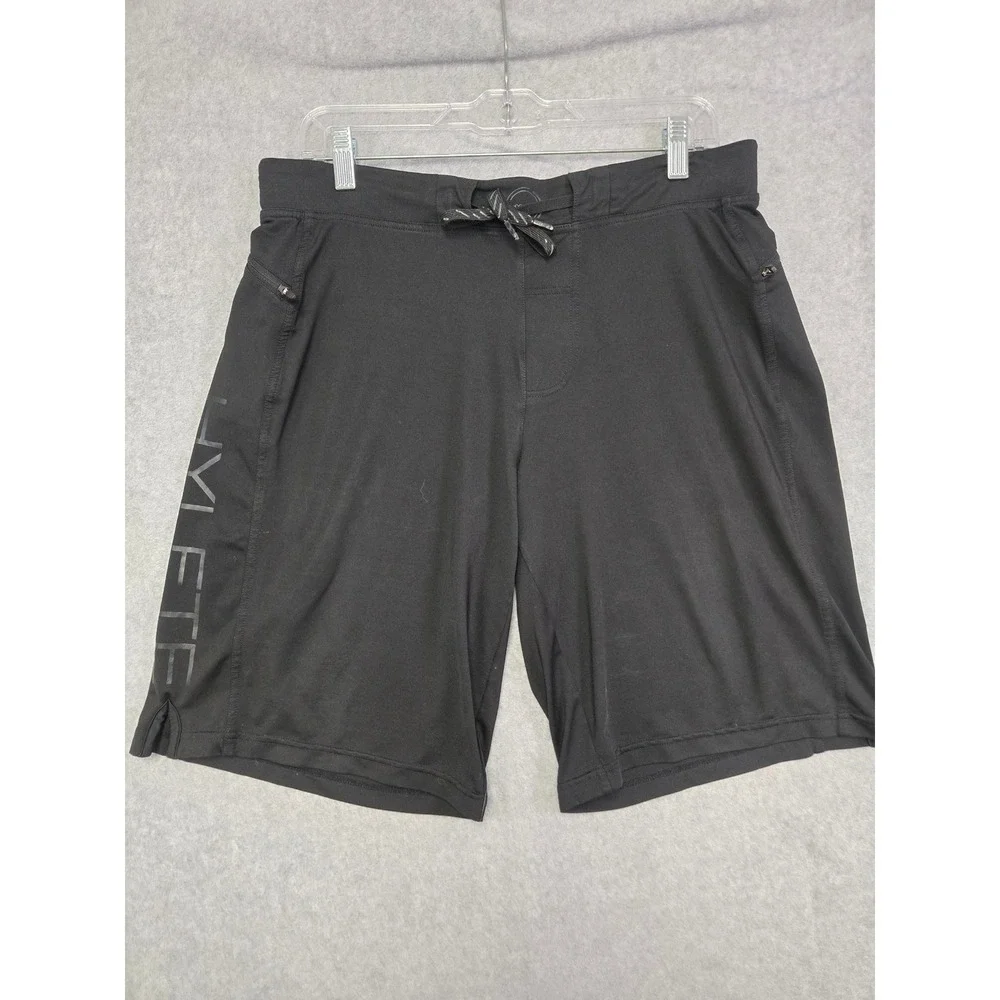 Hylete Mens M Black Training Shorts CrossFit Gym Performance Zip Pockets